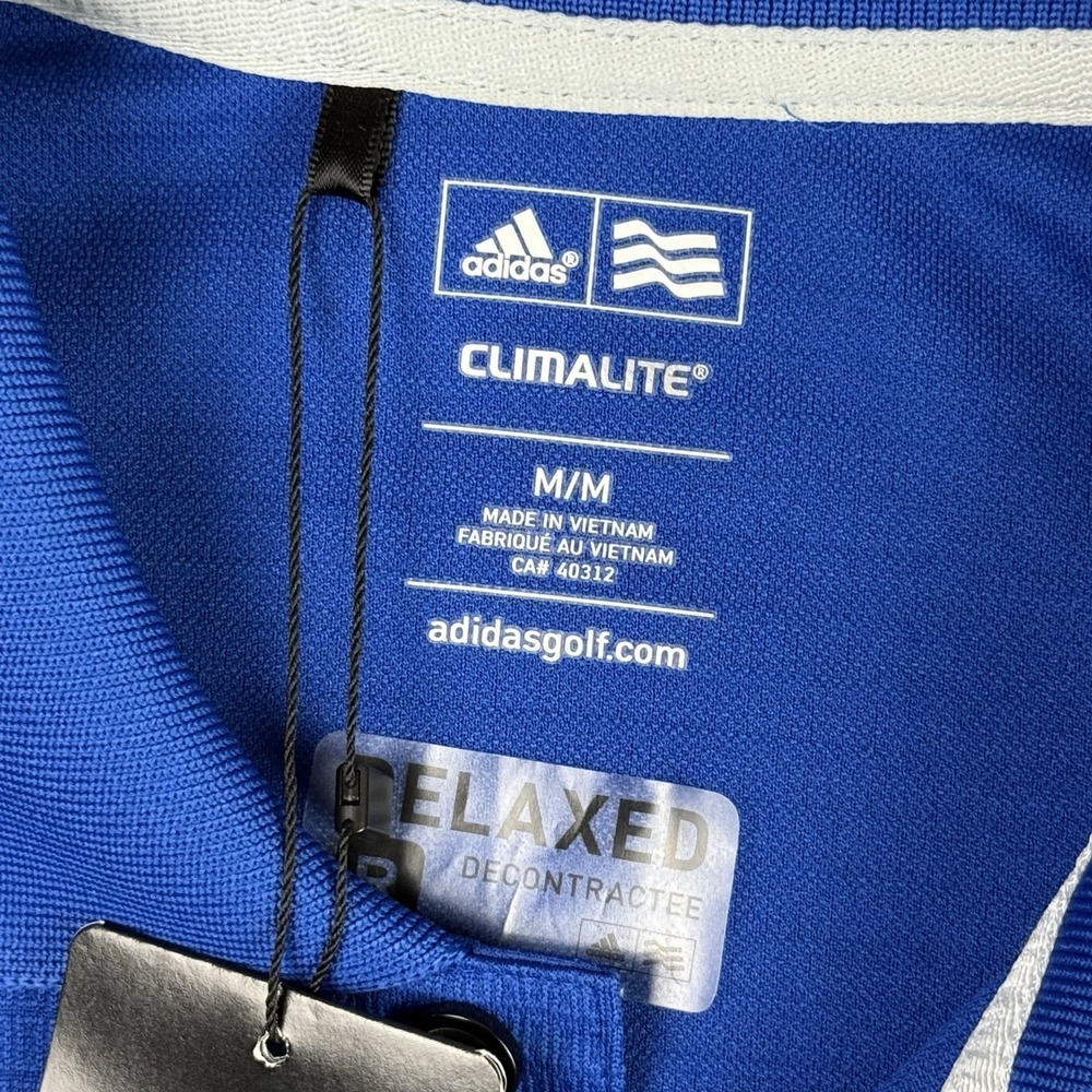 Adidas Golf Polo‎ Shirt Mens Medium Deepsea Blue Relaxed Company Logo - Picture 6 of 10